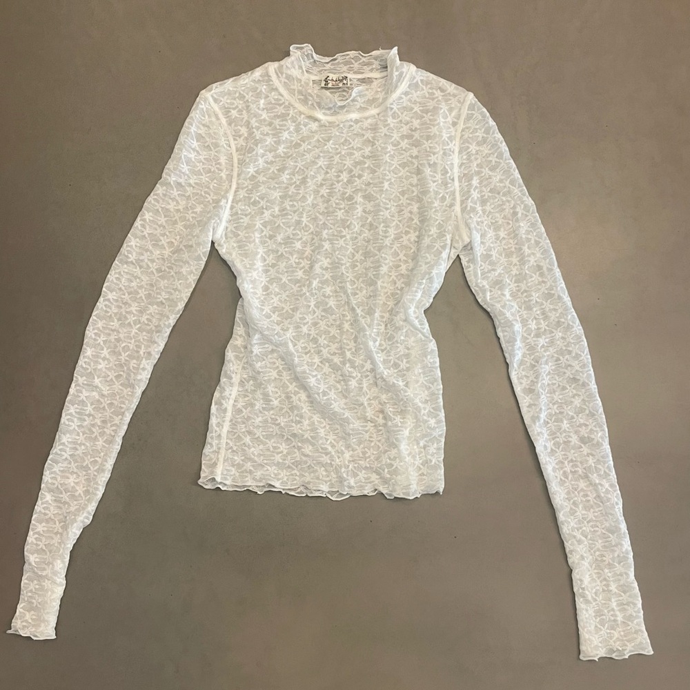Free People Sheer White Long Sleeve